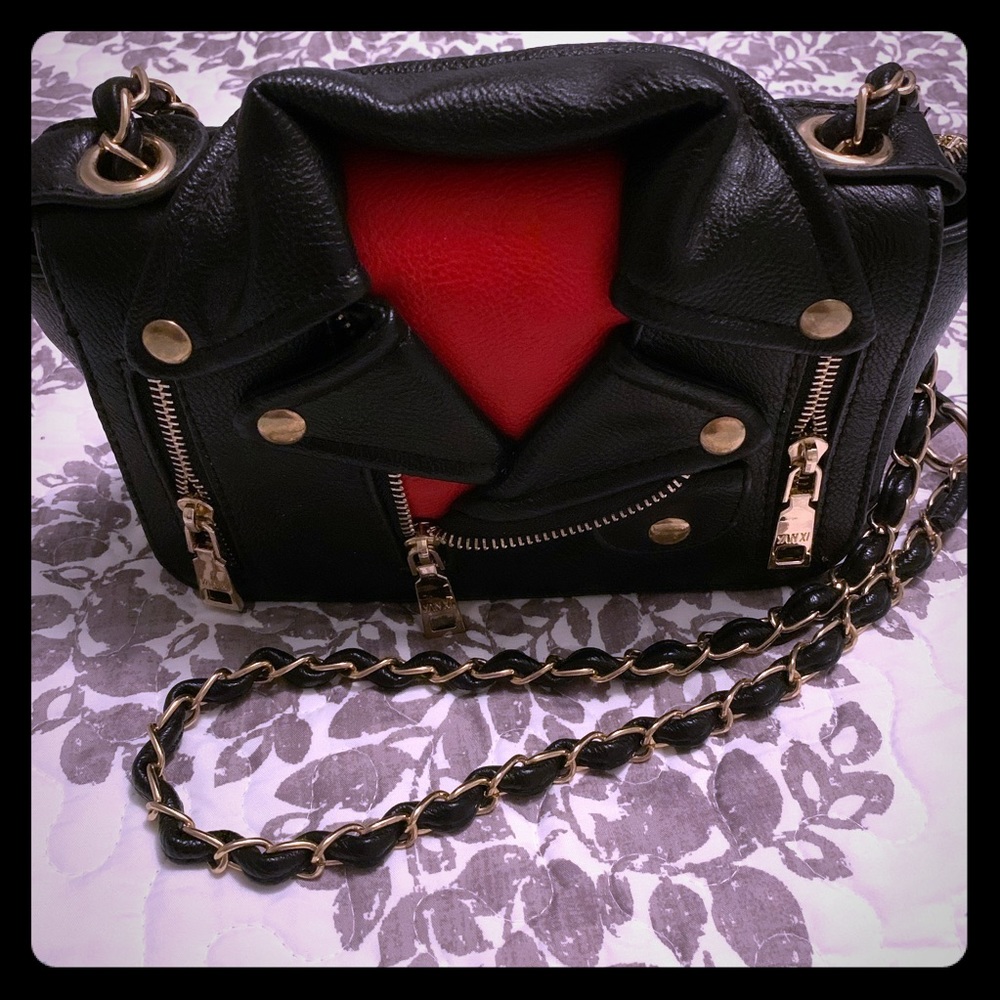 YANX Leather Jacket Handbag with Zippers